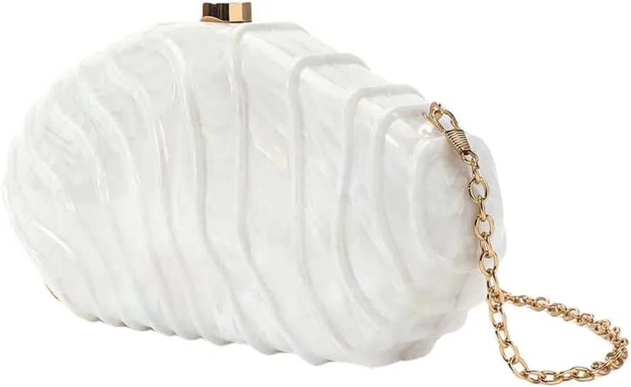 Unique Irregular Shell Acrylic Clutch Bag For Wedding And Evening Parties Shoulder Crossobdy Purse Party Handbag
