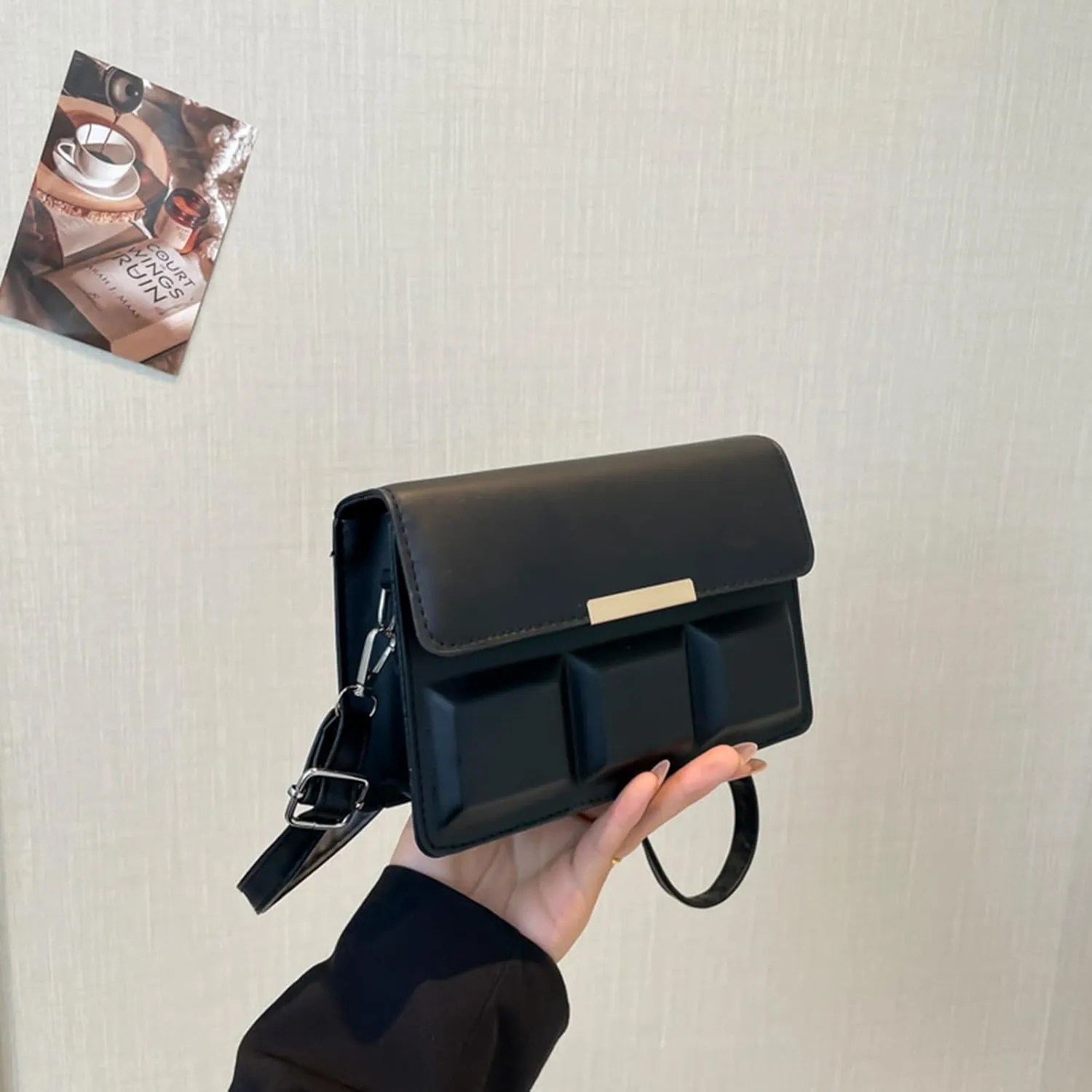 Unique Square Crossbody Bag for Women Fashion Shoulder Purse Satchel PU Leather Phone Pouches with Adjustable Strap