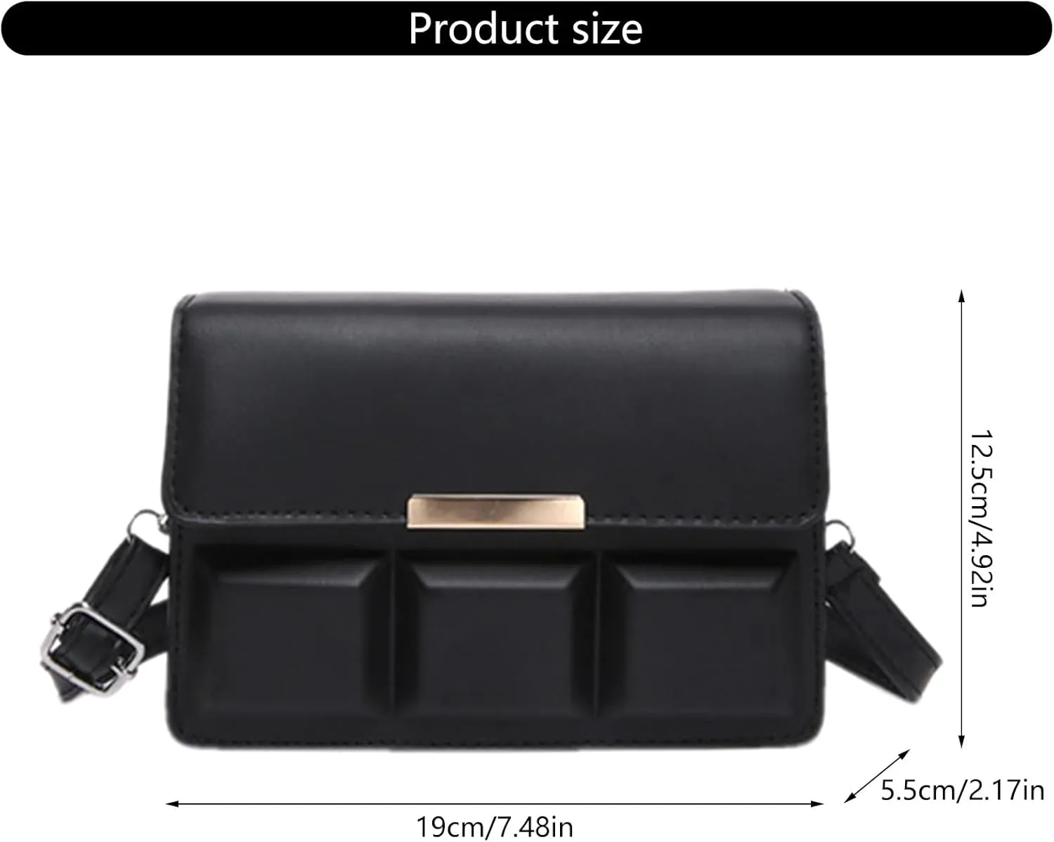 Unique Square Crossbody Bag for Women Fashion Shoulder Purse Satchel PU Leather Phone Pouches with Adjustable Strap
