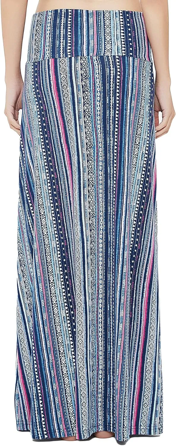 Urban CoCo Women's Stylish Spandex Comfy Fold-Over Flare Long Maxi Skirt