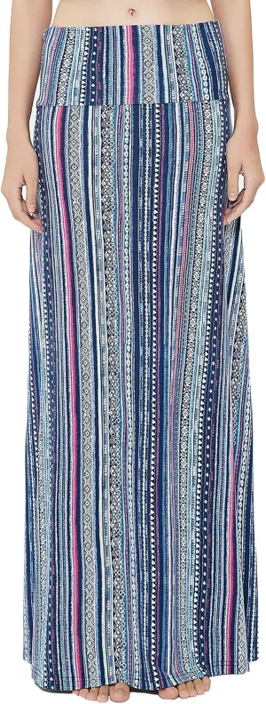 Urban CoCo Women's Stylish Spandex Comfy Fold-Over Flare Long Maxi Skirt