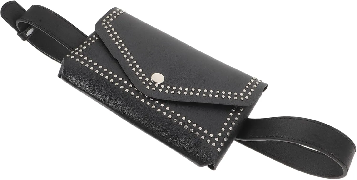 VALICLUD Stylish Punk Leather Belt Bag Women's Small Waist Bag Decorative Buckle