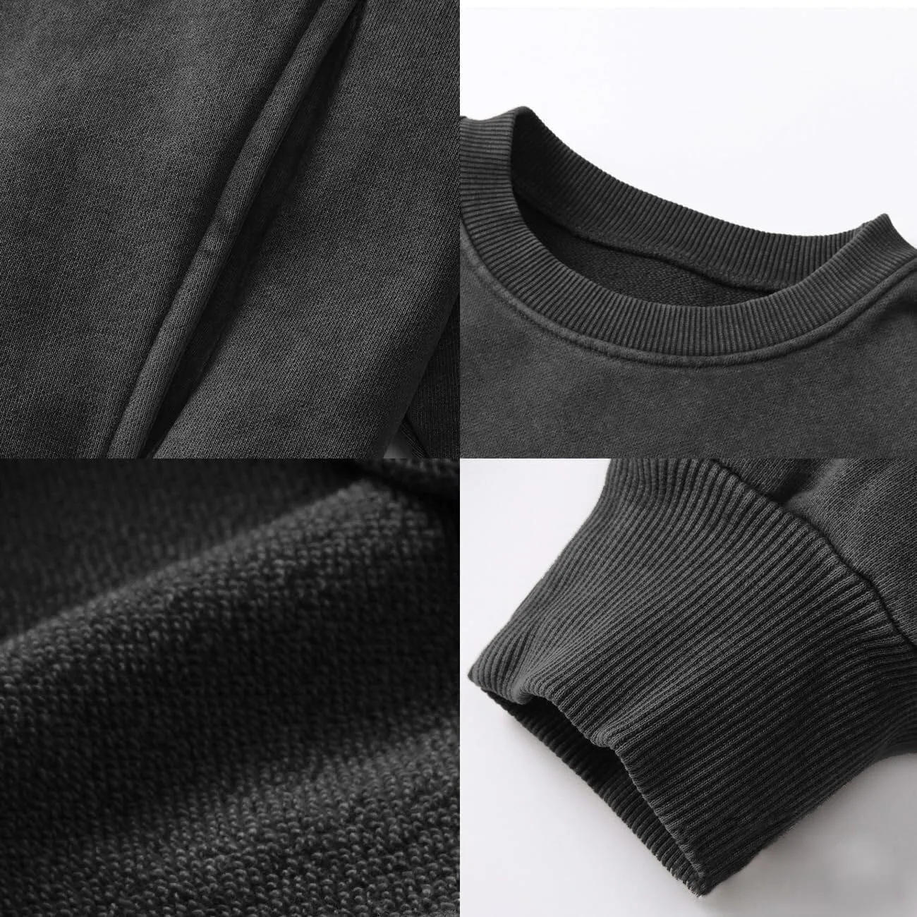 Vamtac Sweatshirt Oversized CrewNeck Long Sleeve Shirts Casual Sweatshirts Solid Wash Vintage Streetwear Tees With Pocket