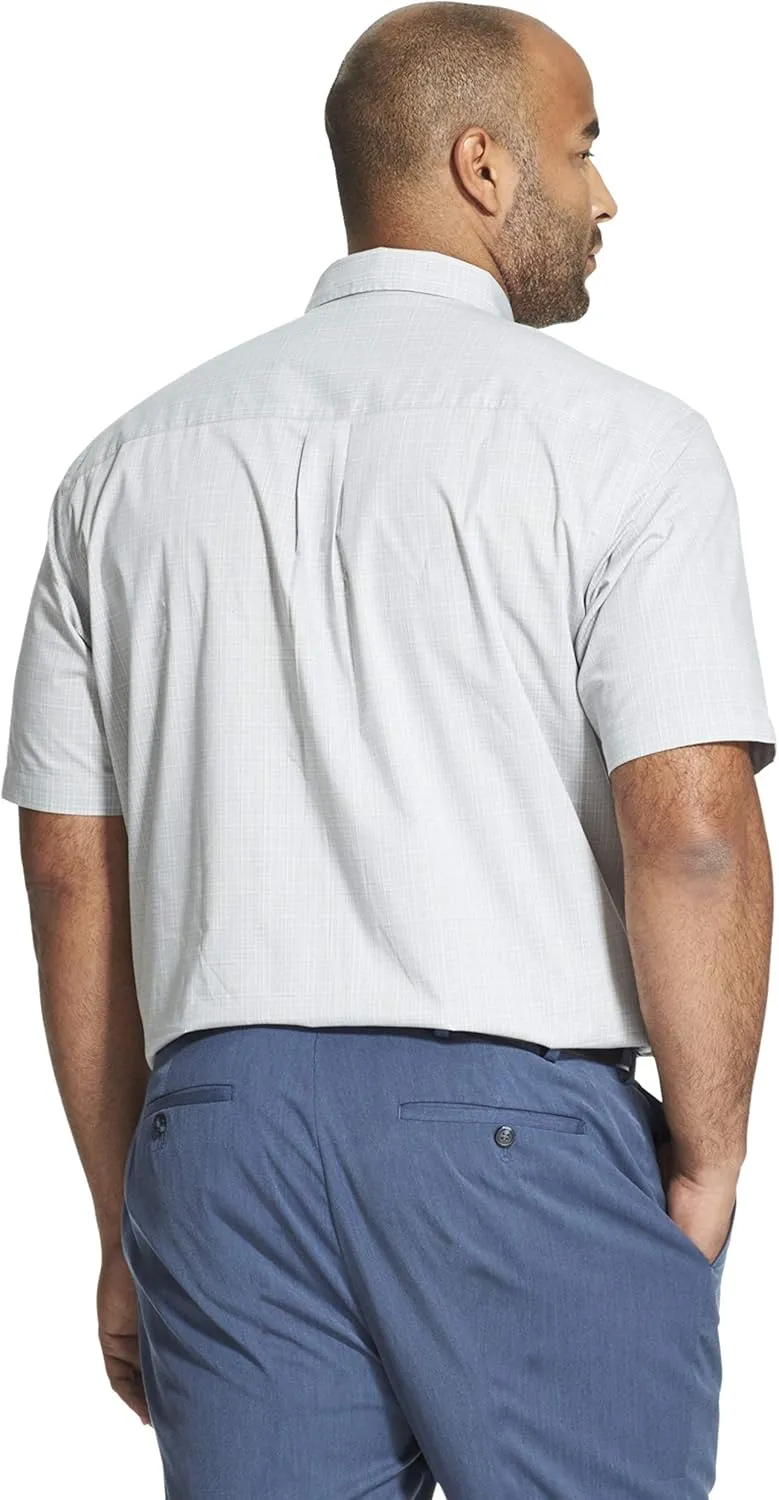 Van Heusen Men's Big and Tall Flex Short Sleeve Button Down Check Shirt