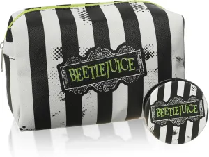 Vanilla Underground Beetlejuice Multicoloured Makeup Bag | Women's Cosmetic Pouch with Stripe Design | Adults Beetlejuice Logo Makeup Holder