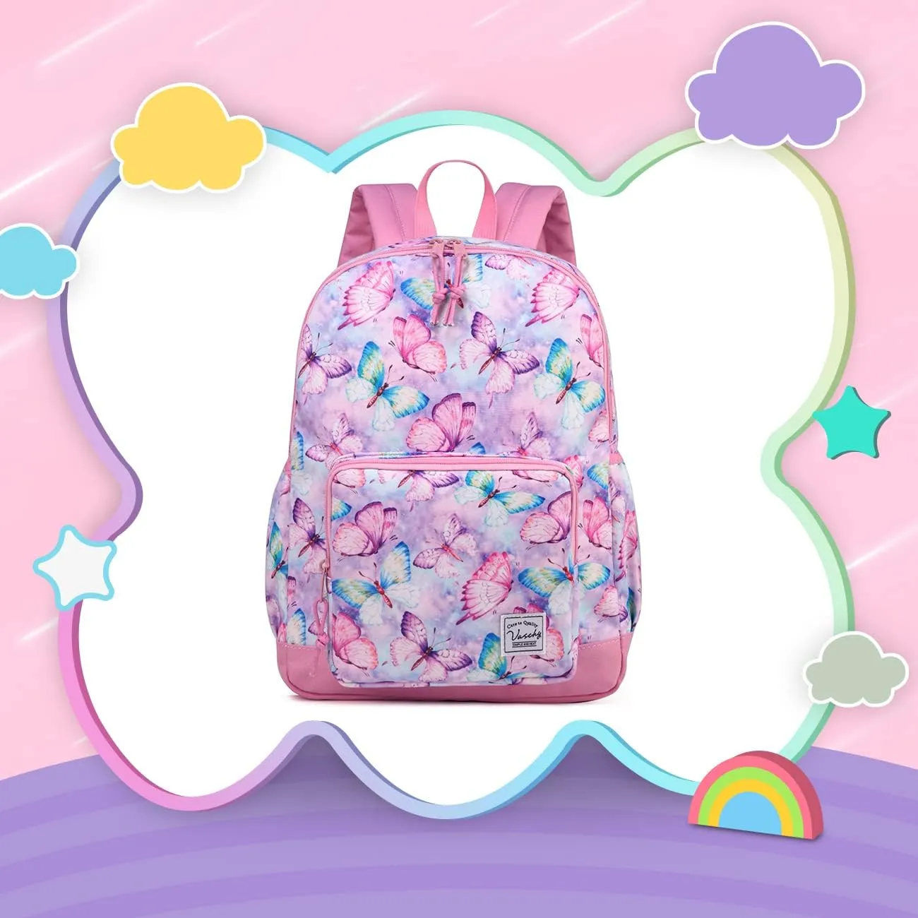 VASCHY Kids backpacks, Cute Lightweight Water Resistant Preschool Backpack for Boys and Girls Chest Strap