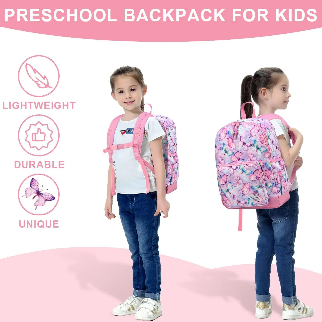 VASCHY Kids backpacks, Cute Lightweight Water Resistant Preschool Backpack for Boys and Girls Chest Strap