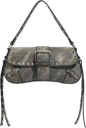 Verdusa Women's Shoulder Bag Y2K Handbag Cute Trendy Goth Studded Rivet Punk Purse
