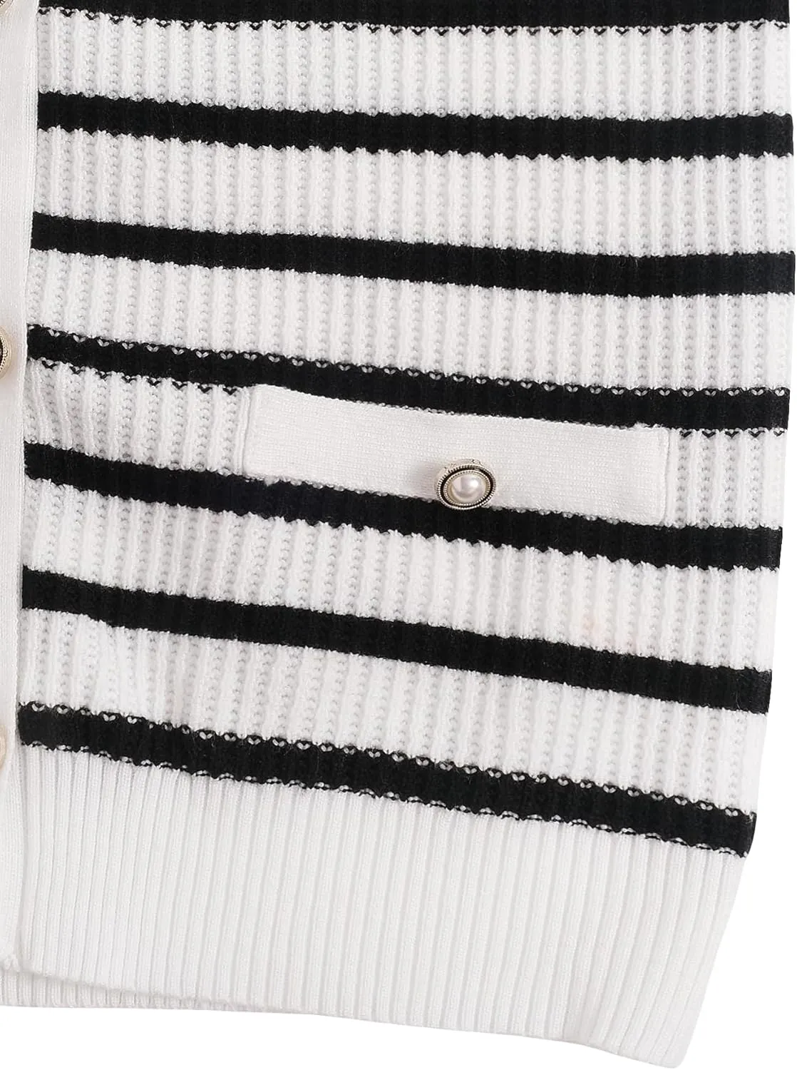 Verdusa Women's Sweater Vest Old Money Trendy Tops Striped Print Button Front Sleeveless Knit Sweaters