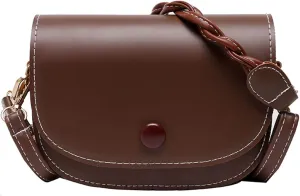 Vintage Simple Shoulder Full Matching Diagonal Women's Bag (Brown), Leather Shoulder Mini Party Handbag