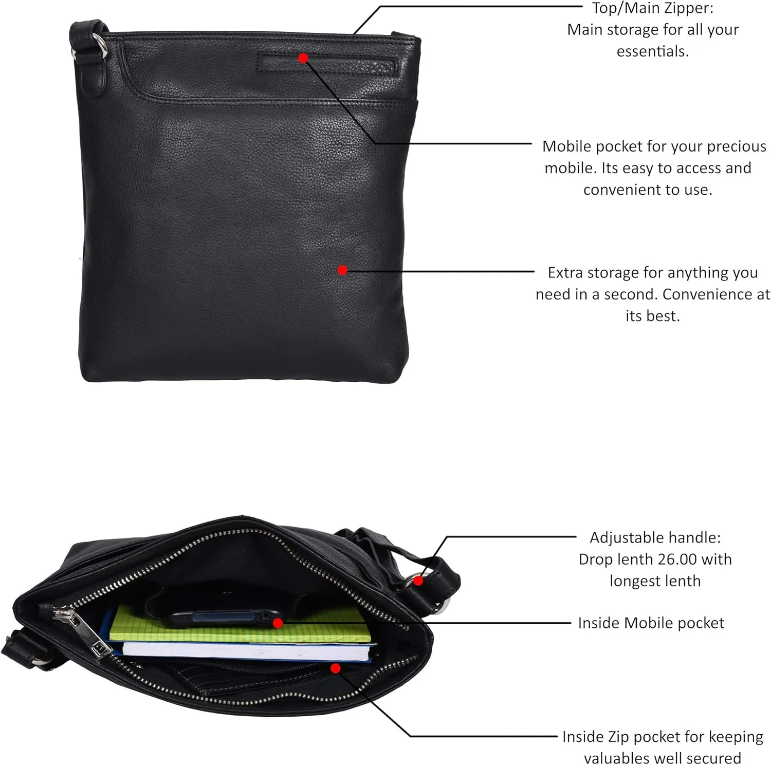 Vintage Stylish Sling Bag for Women Over the Shoulder Purses Detachable Strap