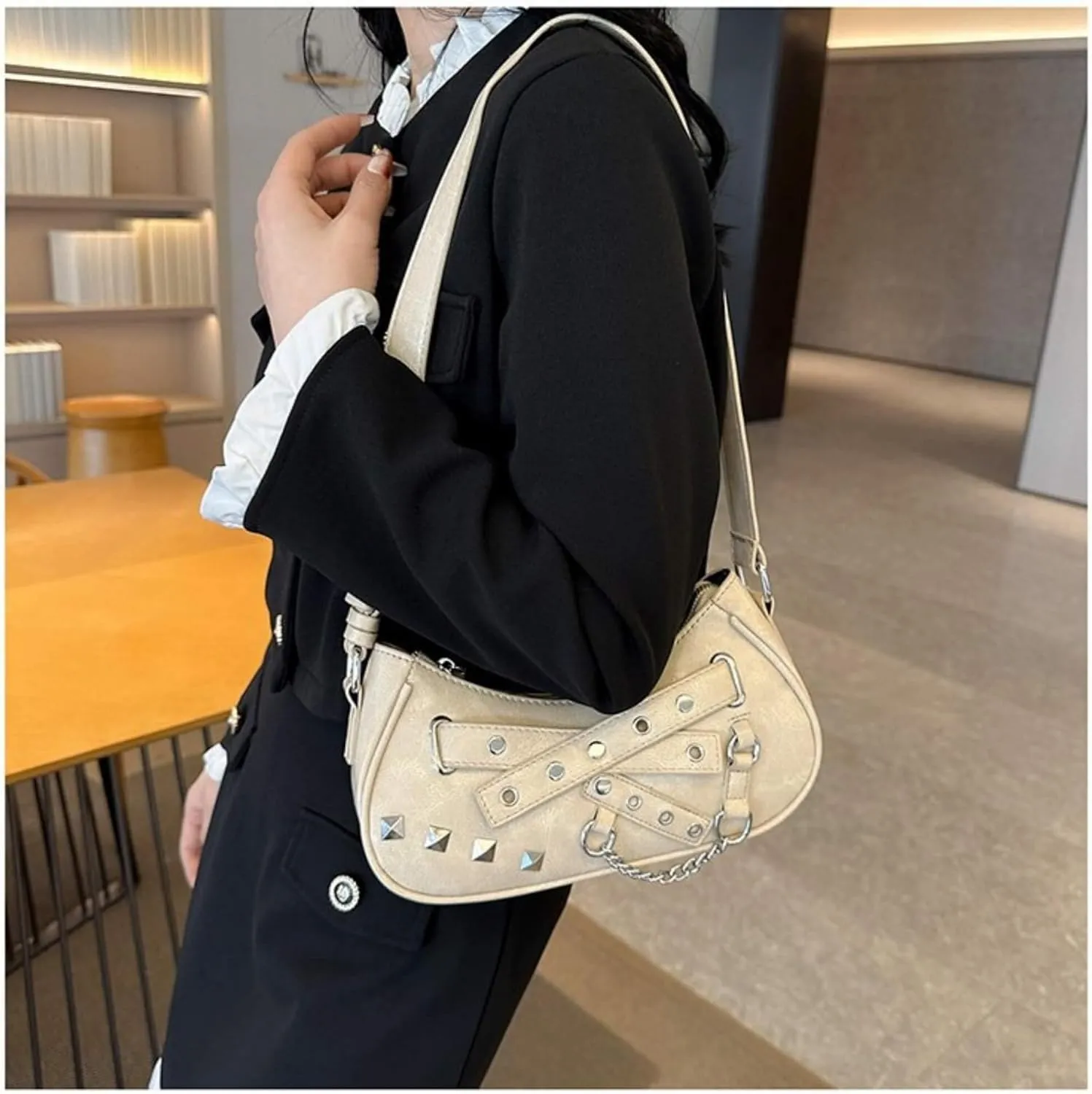 Vintage Y2K Punk Purse, Retro Fashion Gothic Tote Purse