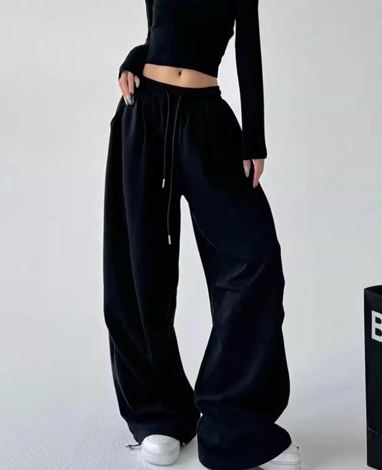 Wide Leg Sweatpants for Women Men Baggy Casual Drawstring Sweat Pants Trendy Athletic Grunge Clothes