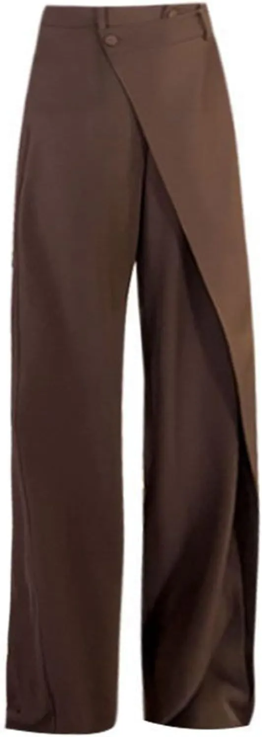 Wide Leg Trousers for Women Elasticated High Waist Straight Leg Dress Pants Lightweight Solid Colour Palazzo Pants