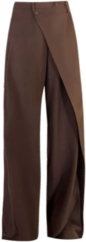 Wide Leg Trousers for Women Elasticated High Waist Straight Leg Dress Pants Lightweight Solid Colour Palazzo Pants