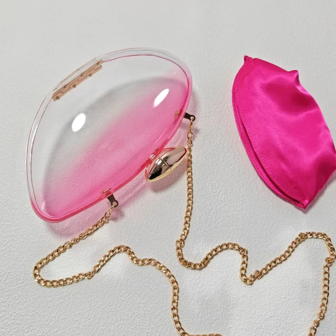 Women Acrylic Evening Clutch Purse Unique Clear Handbag with Detachable Chain for Wedding Party Prom, Gradient