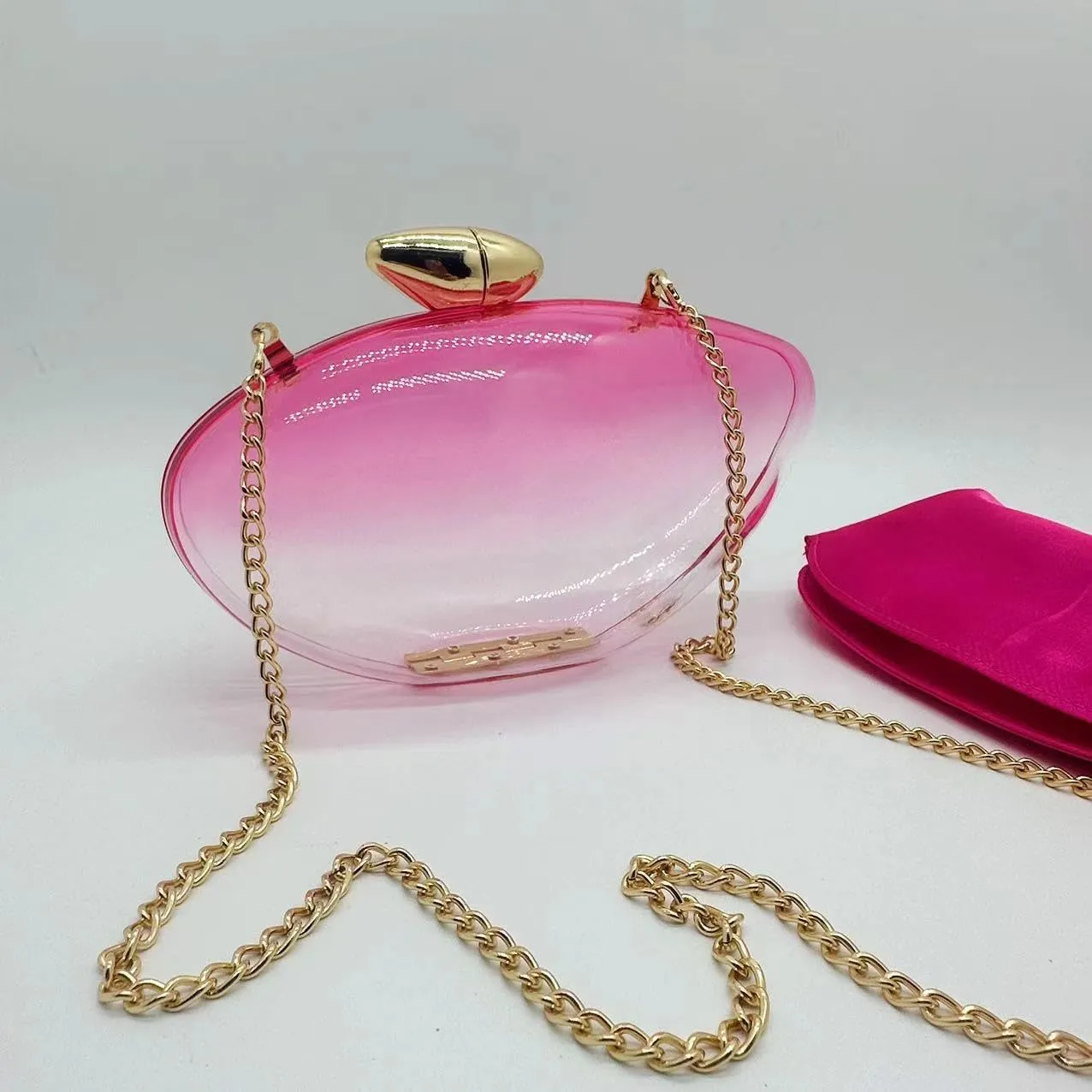 Women Acrylic Evening Clutch Purse Unique Clear Handbag with Detachable Chain for Wedding Party Prom, Gradient