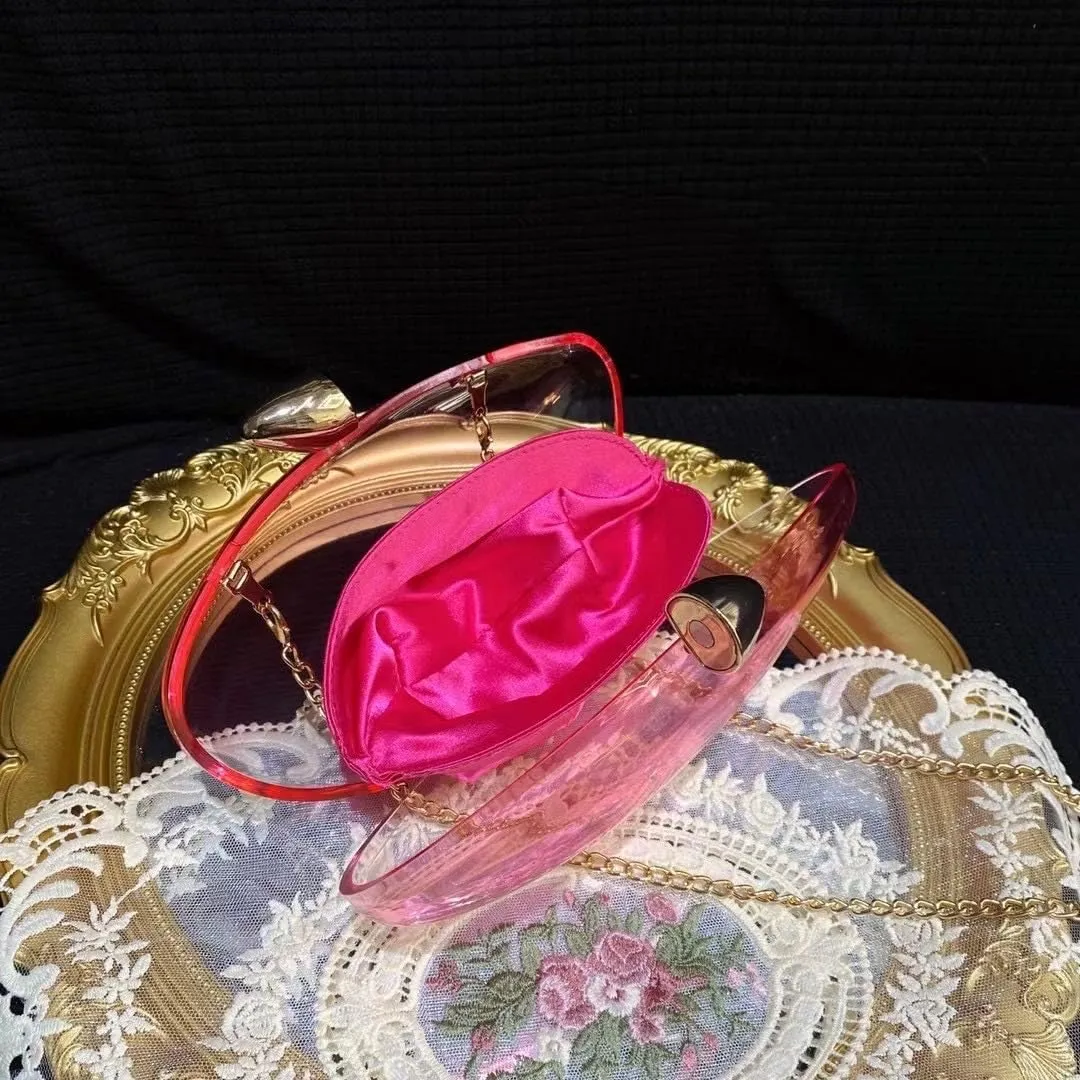 Women Acrylic Evening Clutch Purse Unique Clear Handbag with Detachable Chain for Wedding Party Prom, Gradient