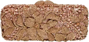 Women Elegant Flower Rhinestones Evening Handbag Unique Floral Crystal Clutch Bag Diamond Purses for Prom Cocktail