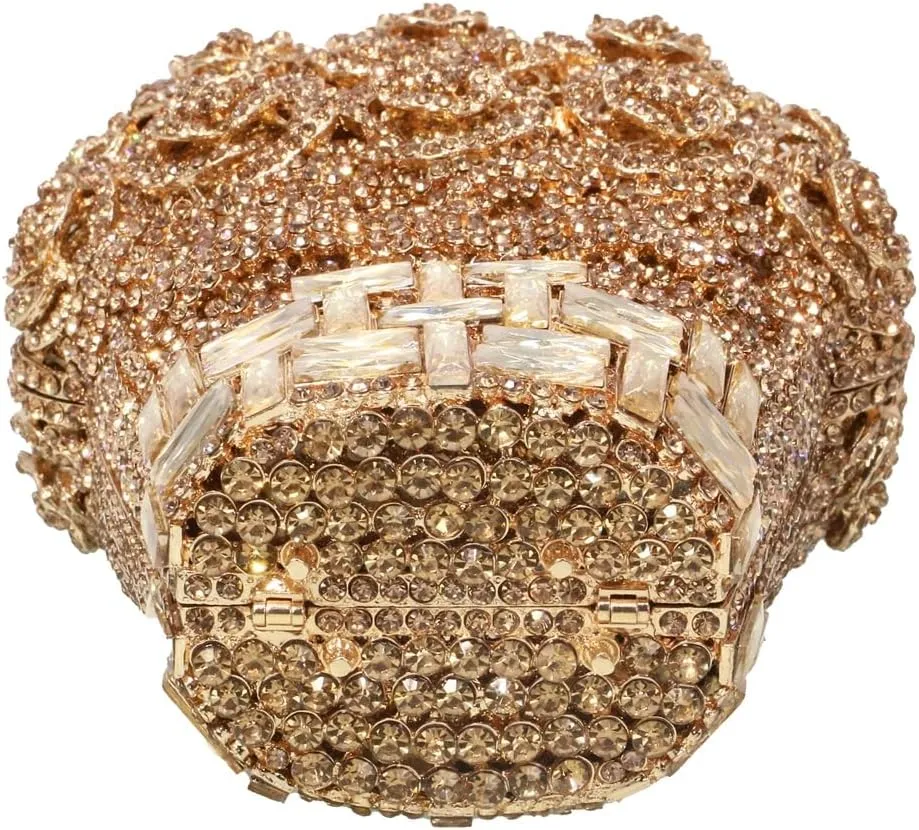 Women Floral Rhinestone Purse Diamond Flower Basket Handbag Unique Crystal Clutch Luxury Wedding Party Evening Bag