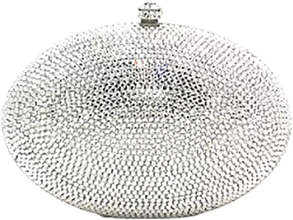 Women Glitter Oval Shell Evening Purse Luxury Rhinestone Egg Shape Clutch Unique Chic Crystal Handbag for Wedding