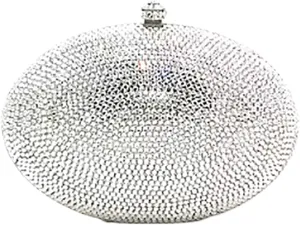 Women Glitter Oval Shell Evening Purse Luxury Rhinestone Egg Shape Clutch Unique Chic Crystal Handbag for Wedding