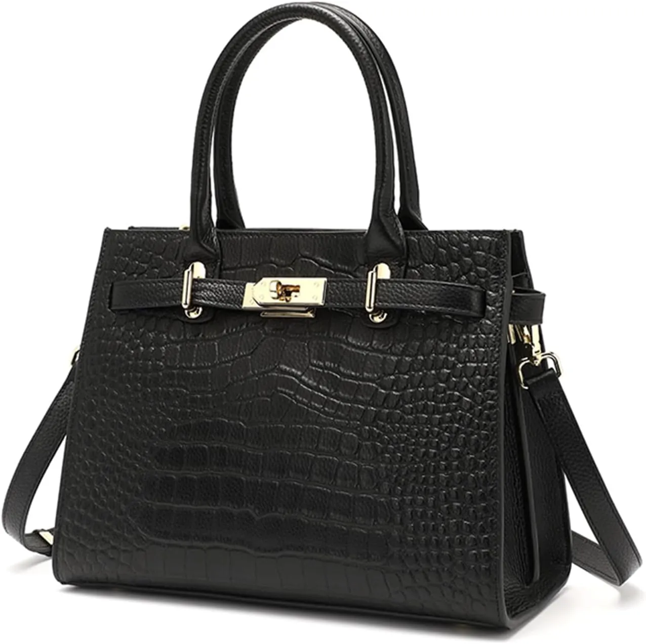 Women Handbags and Purses Ladies Genuine Leather Large Capacity Shoulder Bag Top-Handle Satchel Tote Crocodile Print Work Bagbag1186OWOISS