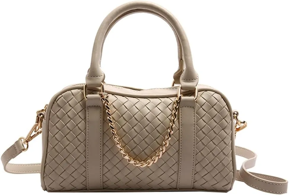 Women PU Leather Crossbody Handbag Trendy Rhombus Tote Bag Commuting Satchel Travel Dating