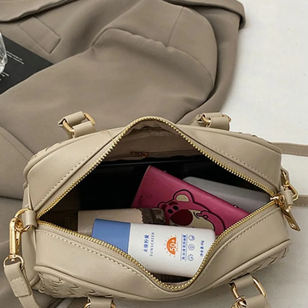 Women PU Leather Crossbody Handbag Trendy Rhombus Tote Bag Commuting Satchel Travel Dating