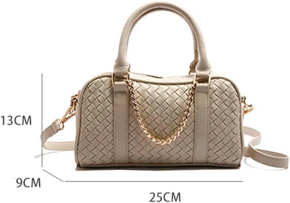 Women PU Leather Crossbody Handbag Trendy Rhombus Tote Bag Commuting Satchel Travel Dating
