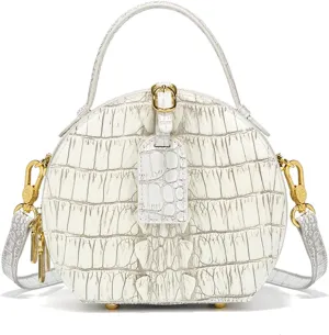 Women PU Leather Small Round Bag Fashion Crocodile Pattern Party Satchel Handbags Ladies Vintage Evening Shoulder Bagsbag1169OWOISS