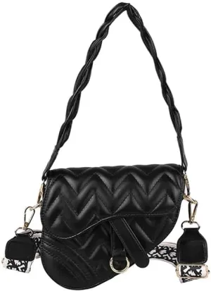 Women Purses Saddle Bag,PU Leather Trendy Shoulder Crossbody Bag Underarm Handbag with Adjustable Strap