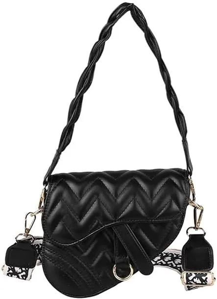 Women Purses Saddle Bag,PU Leather Trendy Shoulder Crossbody Bag Underarm Handbag with Adjustable Strap