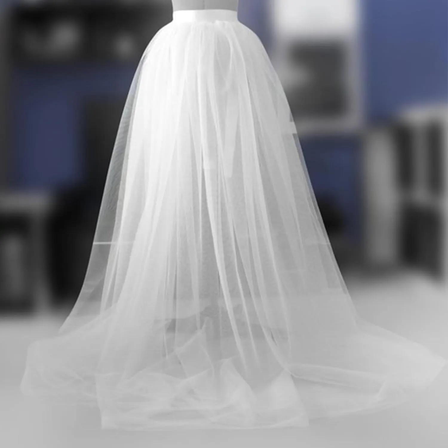 Women See Through Mesh Tulle Tutus Overlay Long Skirt Wedding Cocktail Prom Bandage Long Dress Detachable Overskirt