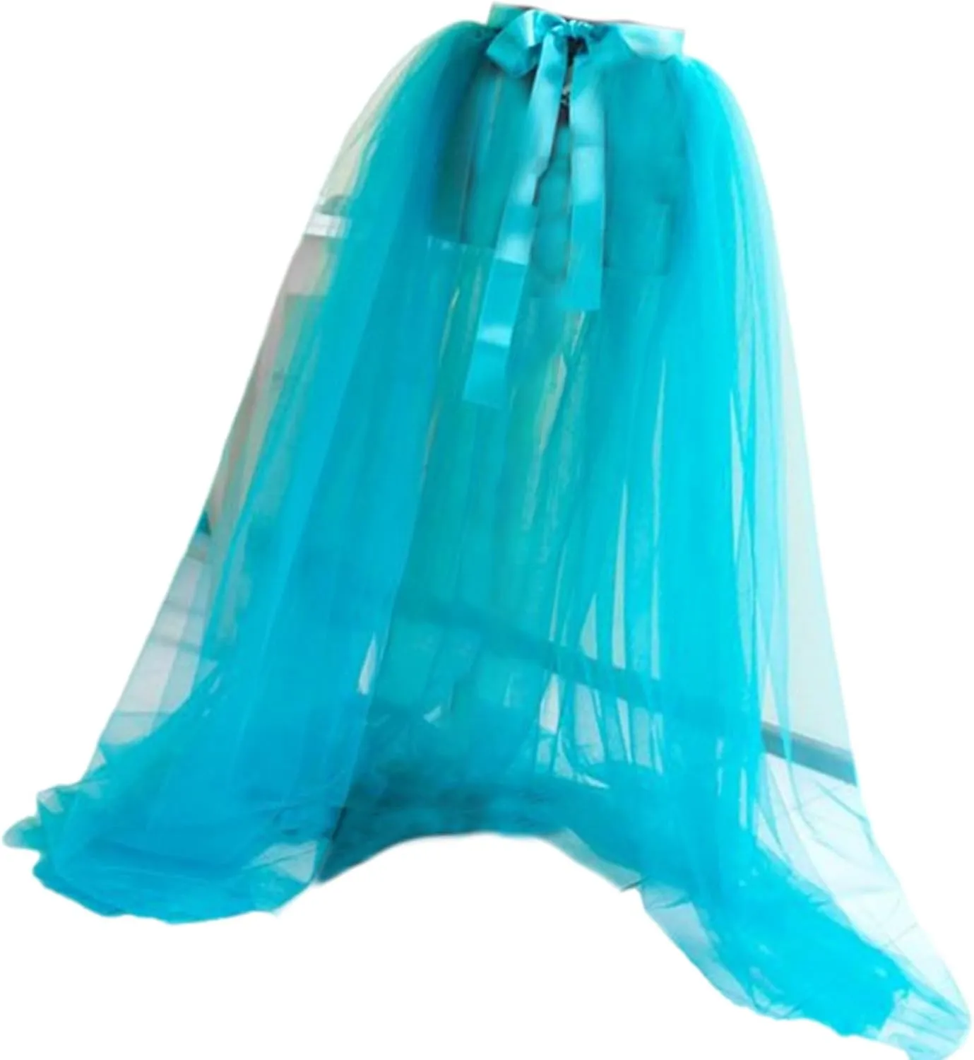 Women See Through Mesh Tulle Tutus Overlay Long Skirt Wedding Cocktail Prom Bandage Long Dress Detachable Overskirt