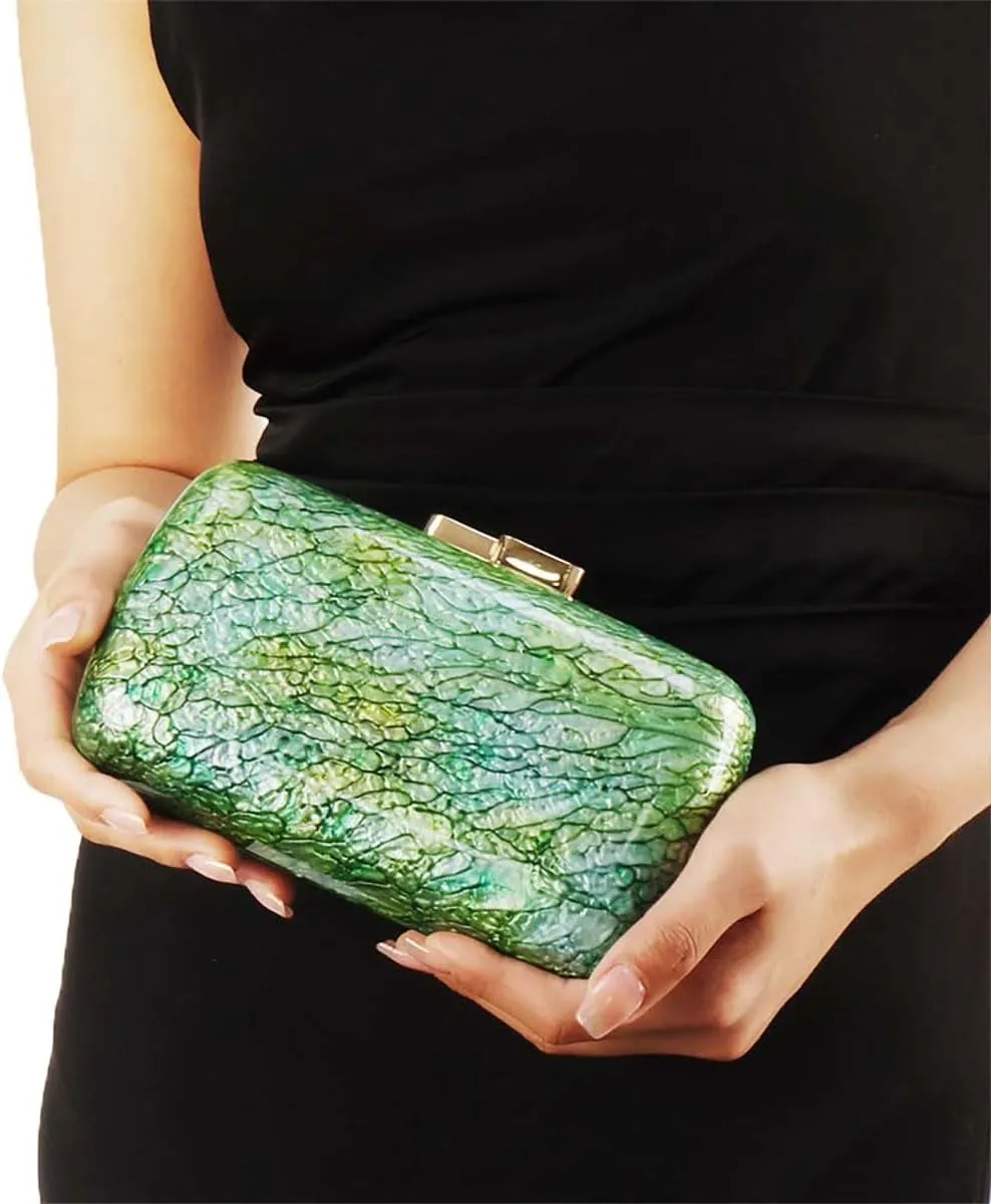 Women Stylish Acrylic Evening Bag Unique Marble Clutch Purse Strap Crossbody Bag Wedding Handbag for Prom Cocktail