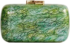 Women Stylish Acrylic Evening Bag Unique Marble Clutch Purse Strap Crossbody Bag Wedding Handbag for Prom Cocktail
