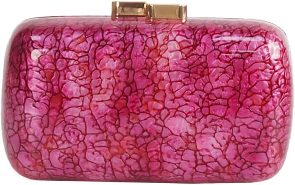 Women Stylish Acrylic Evening Bag Unique Marble Clutch Purse Strap Crossbody Bag Wedding Handbag for Prom Cocktail