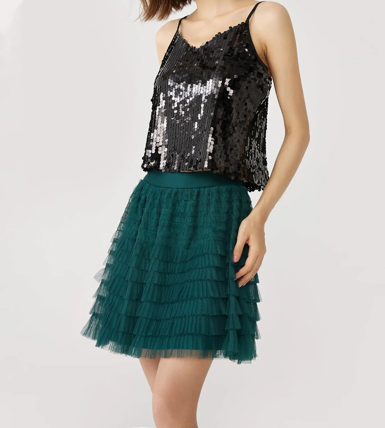 Women Tutu Skort Skirt Multi-Layered Elastic Waist Short Tulle Skirts for Ladies Night-Out Party Daily