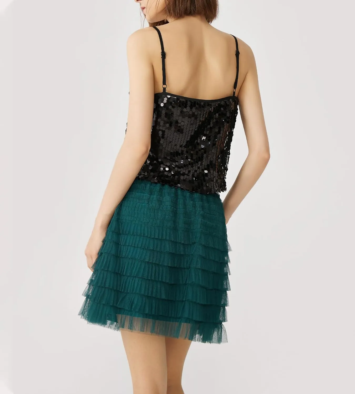 Women Tutu Skort Skirt Multi-Layered Elastic Waist Short Tulle Skirts for Ladies Night-Out Party Daily