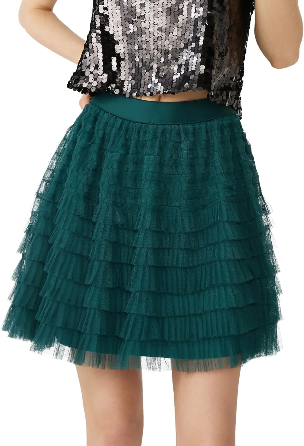Women Tutu Skort Skirt Multi-Layered Elastic Waist Short Tulle Skirts for Ladies Night-Out Party Daily