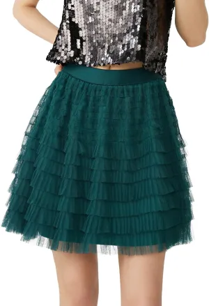Women Tutu Skort Skirt Multi-Layered Elastic Waist Short Tulle Skirts for Ladies Night-Out Party Daily