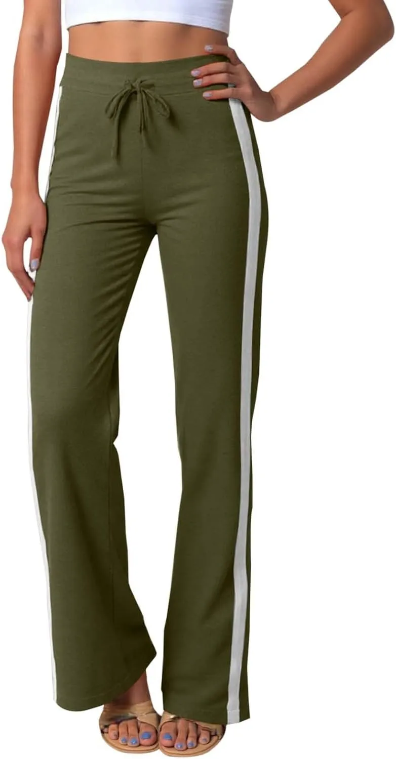 Womens Capri Pants Womens Baggy Wide Leg Pants Summer Floral Solid Long Palazzo Lounge Beach Trousers with Pocket Linen