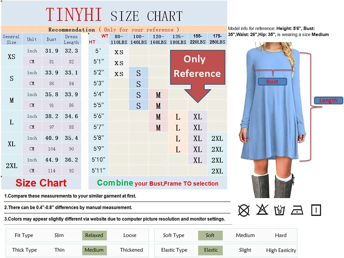 Women's Casual Plain Fit Flowy Simple Swing T-Shirt Loose Tunic Dress