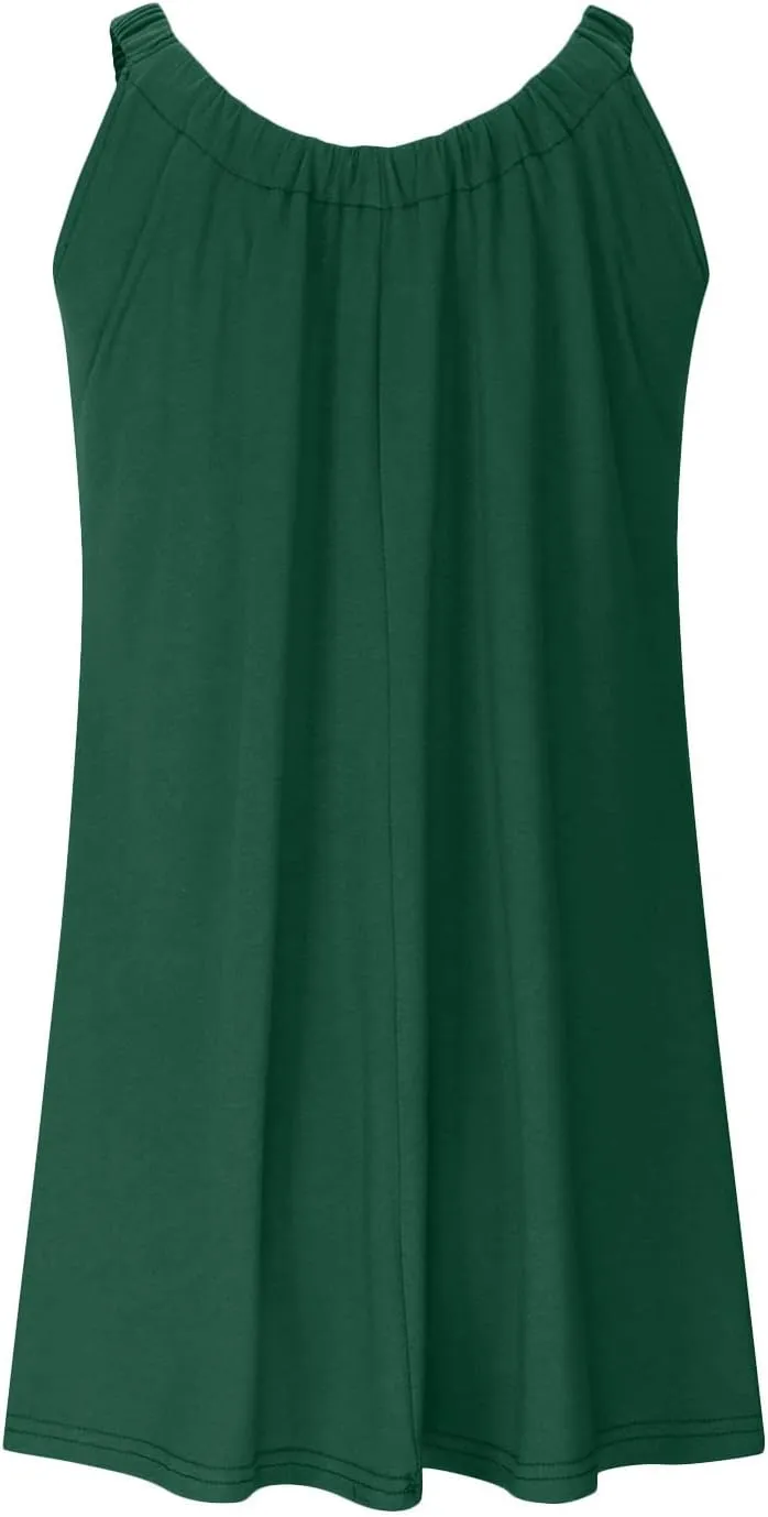 Womens Dresses Simple Solid Color Flared Sundresses Spaghetti Strap Casual Vacation Short Dresses
