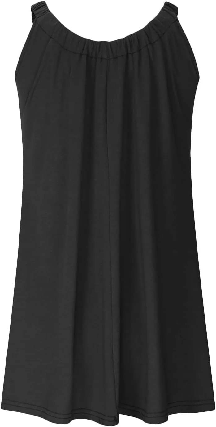 Womens Dresses Simple Solid Color Flared Sundresses Spaghetti Strap Casual Vacation Short Dresses