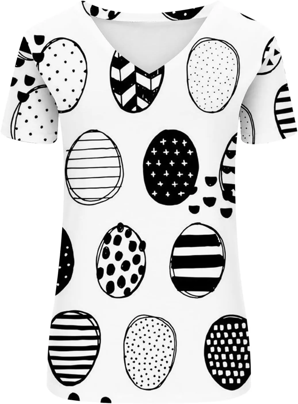 Womens Easter Shirts Short Sleeve V-Neck Easter's Day Tops Rabbits Bunny T-Shirt Floral Print Boho Tees Tunic Top