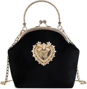 Women's Elegant Evening Clutch Handbag Velvet Purse Crossbody Vintage Satchel Shoulder Bag for Prom Party Weddingbag1617OWOISS