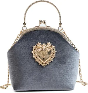Women's Elegant Evening Clutch Handbag Velvet Purse Crossbody Vintage Satchel Shoulder Bag for Prom Party Weddingbag1619OWOISS