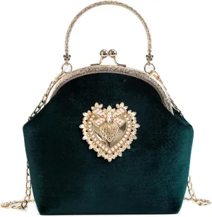 Women's Elegant Evening Clutch Handbag Velvet Purse Crossbody Vintage Satchel Shoulder Bag for Prom Party Weddingbag23OWOISS